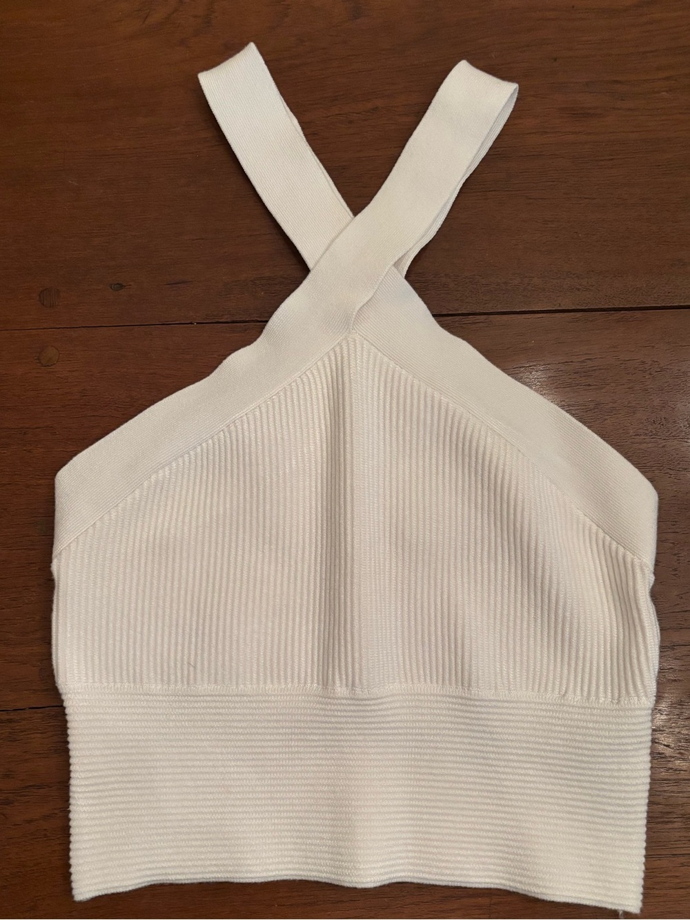 Abercrombie & Fitch Criss Cross White Knit Criss Cross Crop Top Size M